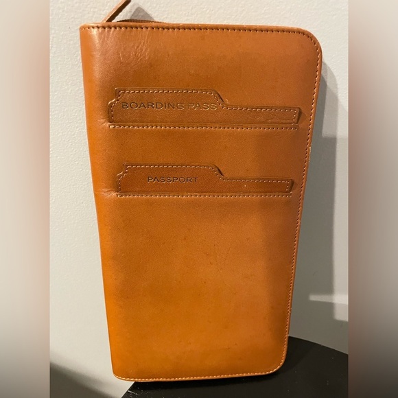 Bath & Body Works Other - Bath & Body Works Tan Leather Travel Passport & Boarding Pass Organizer